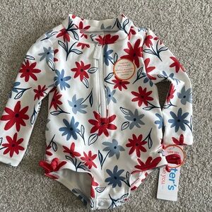 Carter's Kids Floral Rashguard - Red and Blue